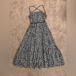 Aakaa Maxi Dress Women size Small Medium Large Black White Floral Halter Long